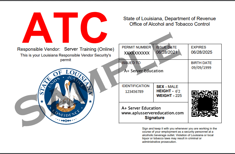 Louisana ATC RV BAR Card