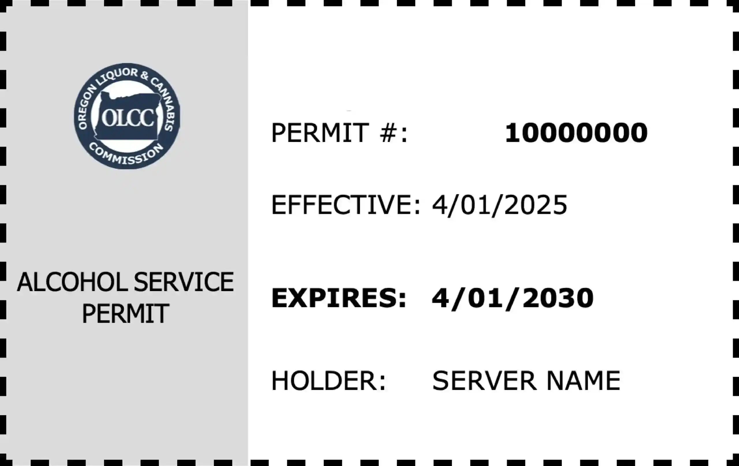 OLCC Alcohol Service Permit